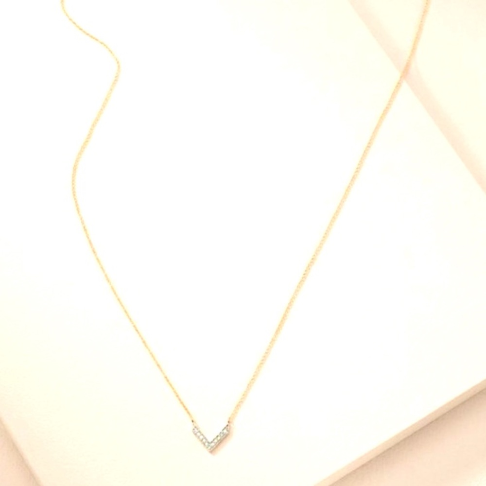 Stella & Dot | 14KGold & Genuine Diamond Covet Chevron Delicate Dainty N… - Picture 6 of 13